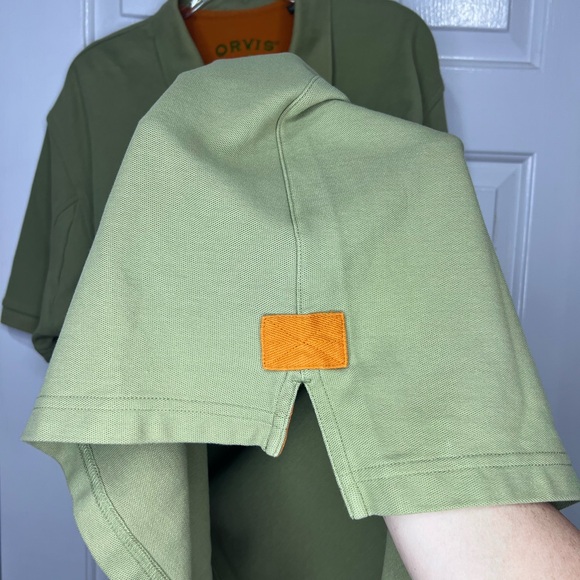 Orvis Men’s Signature Polo Shirt Short Sleeve green heavy pique knit size Medium - Picture 5 of 8